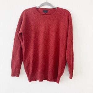 J. Crew 100% Cashmere Sweater Pullover Fine Knit Italian Red Orange Fall Cozy XS